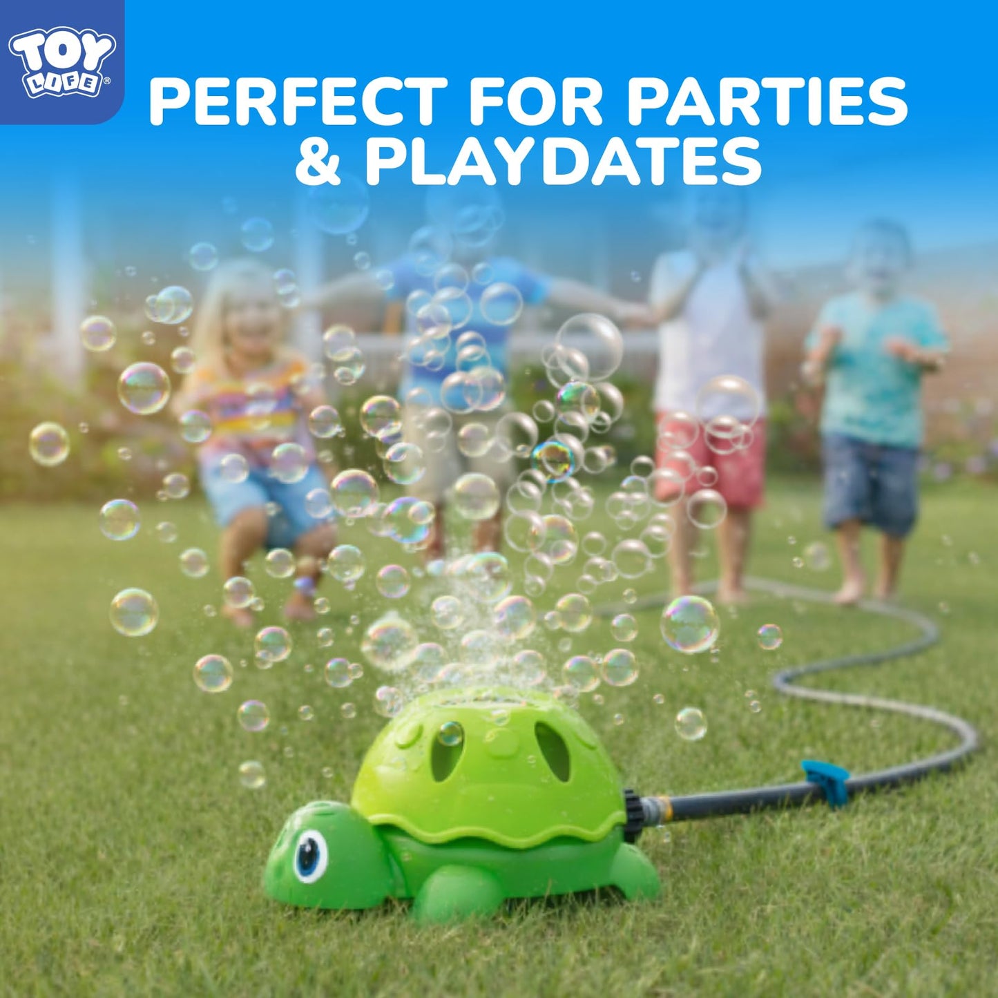 TOY Life 2-in-1 Turtle Sprinkler for Kids with Bubble Machine – Kids Water Sprinkler for Yard, Outdoor Water Toys for Kids Ages 3-5 4-8, Rotating Backyard Sprinkler Toy for Outdoor Summer Water Play