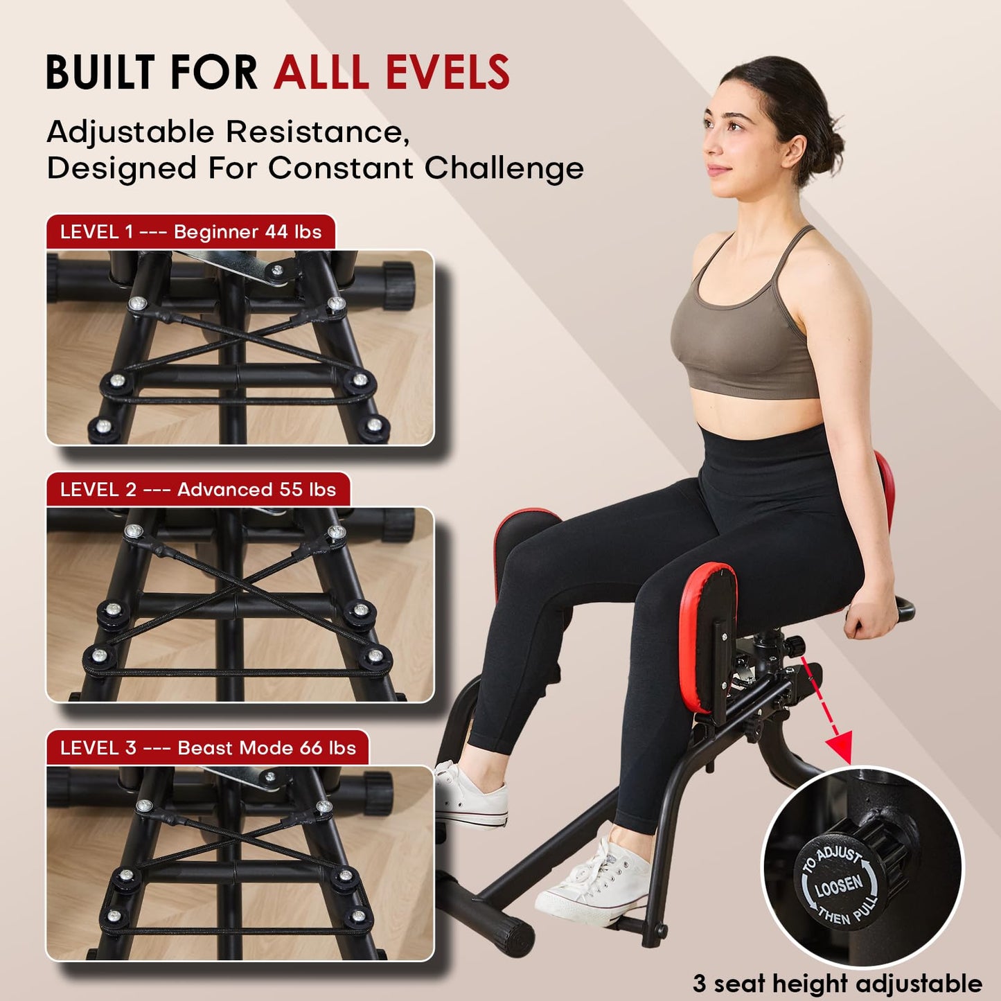 Ocdin Hip Abductor Adductor Machine for Home Gym, Inner and Outer Thigh and Glute Workout System (Black)