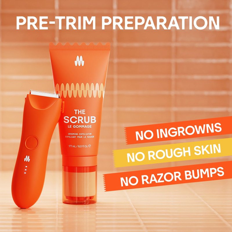 Meridian Pre-Grooming Exfoliator Scrub + Hydrating Gel for Intimate Areas & Sensitive Skin, Ideal for Pubic, Bikini & Armpit Areas, Reduce Skin Irritation, Ingrown Hairs & Bumps