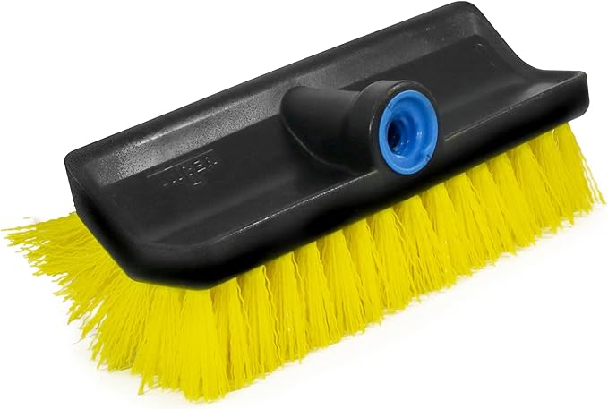 Unger Professional HydroPower Lock-On 10â Bi-Level Scrub Brush, Cleaning Supplies, Scrubber Tool, Compatible with Waterflow Poles, Use in Garage, Driveway, Deck, Concrete, Cement, and Brick