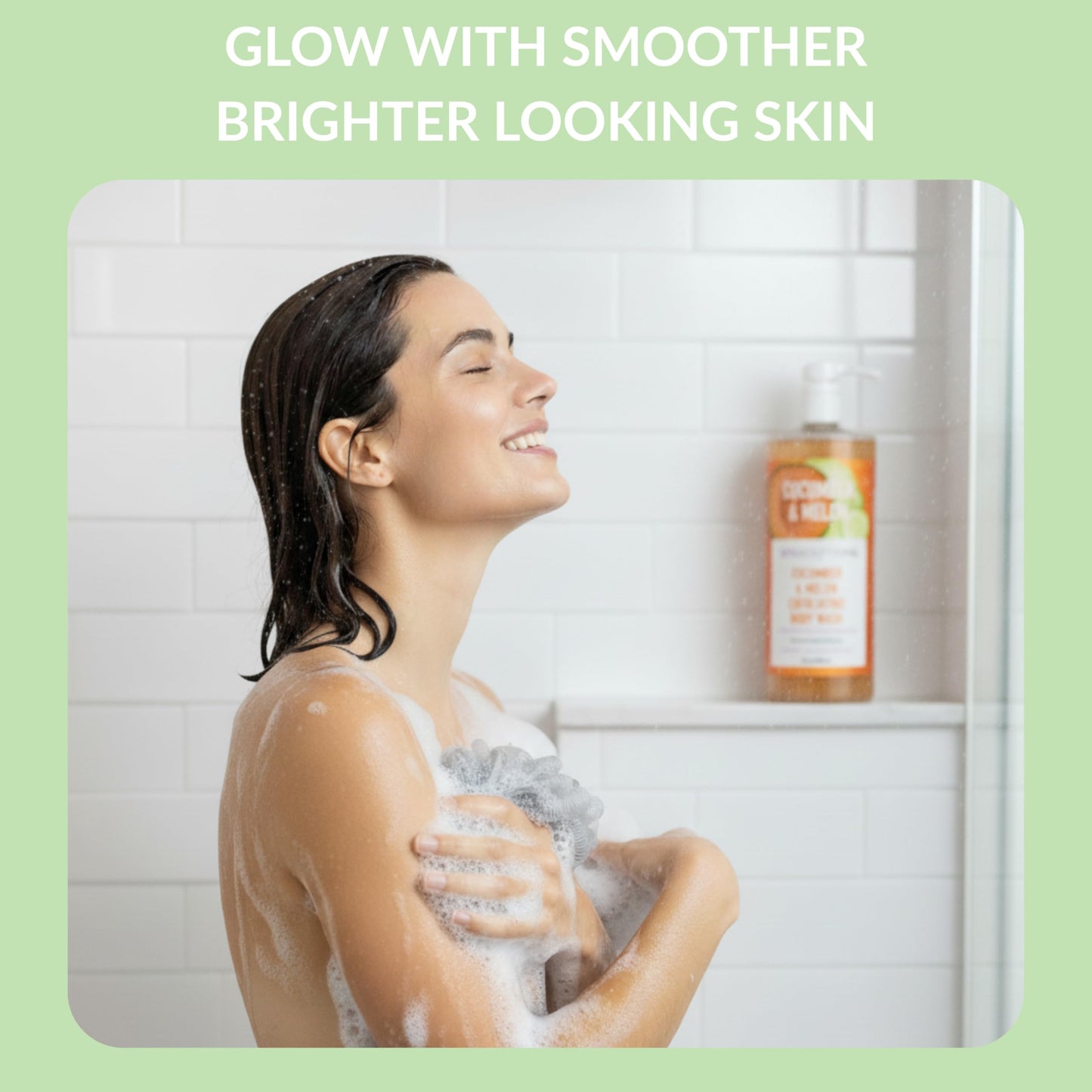 SpaScriptions Exfoliating Cucumber & Melon Body Wash - Scented Moisturizing Body Wash with Hyaluronic Acid for Soft Glowing Skin, Gentle Natural Daily Cleanser Body Scrub, 32 fl oz, Paraben Free