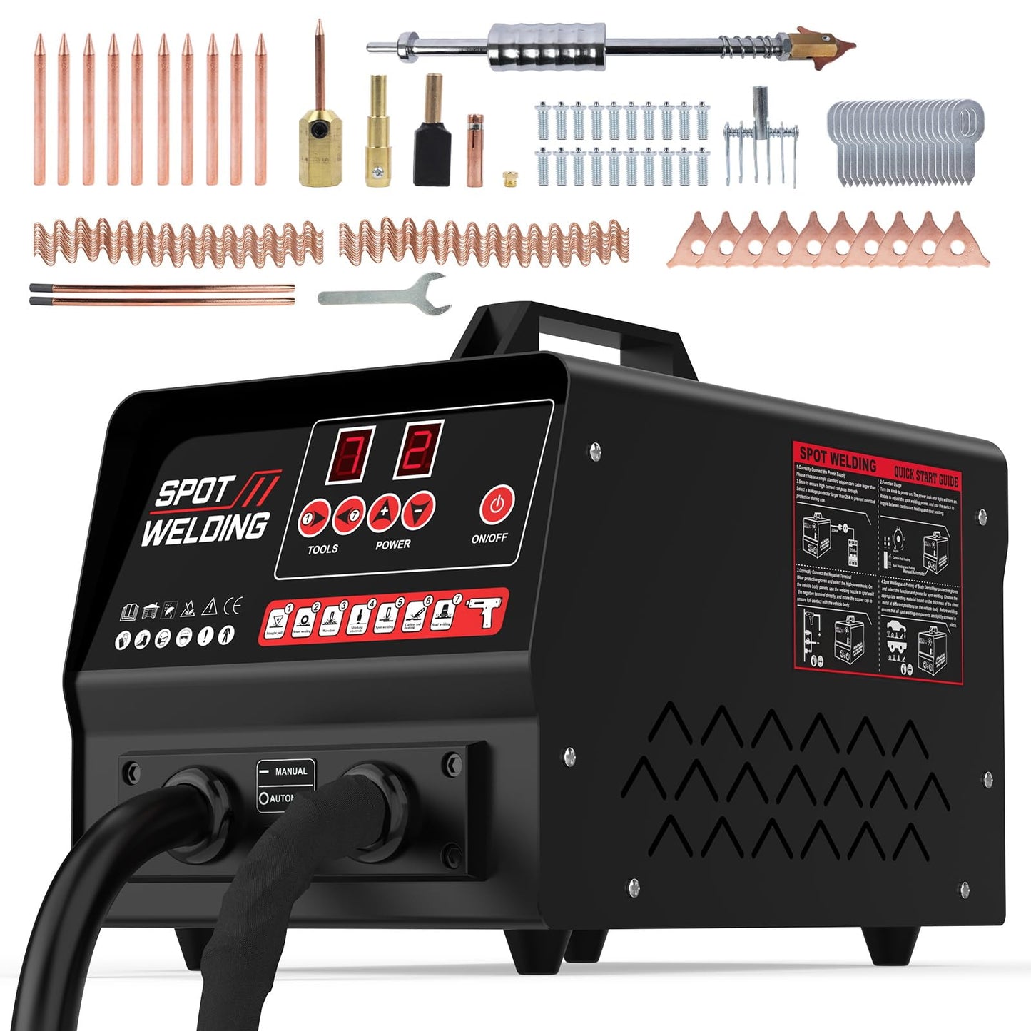 BELEY Dent Puller Welder Kit,4200A Auto Body Spot Welding Machine with Manual/Automatic & 7 Welding Modes,Stud Welder for Car/Truck/Motorcycle Dent Repair (110V 3500W)