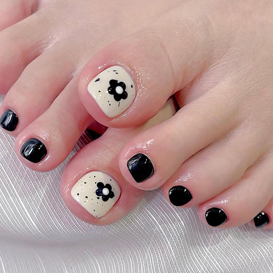 FIEONCIY Press on Toenails with Designs Acrylic Fake Nails for Toe Artificial False Nails with Charms Press on Toe Nails for Spring Summer Stick on Toenails for Women Girls(WSJ2539)