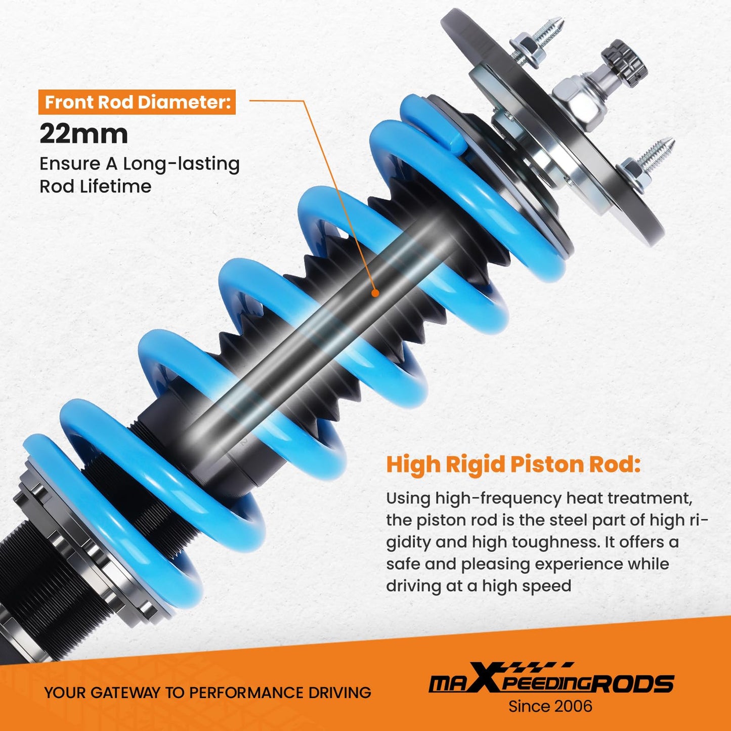 maXpeedingrods Coilovers for Dodge Charger RWD 2011-2022, for Chrysler 300 RWD 2011-2022, 24 Levels Damper Adjustable Coilovers Suspension Kit, Height Adjustable T6 Upgraded Lowering Kits Blue