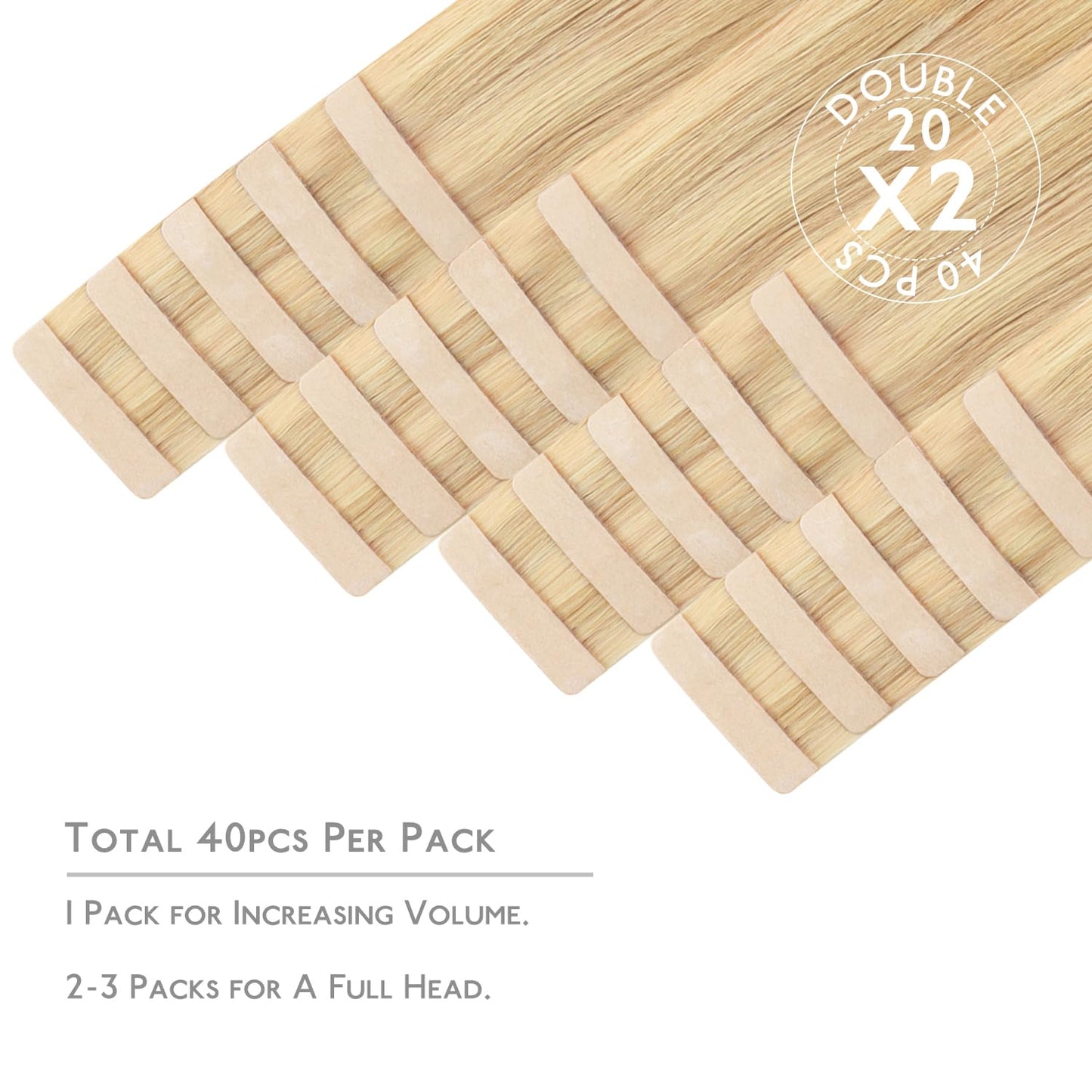 WENNALIFE 40PCS Tape in Hair 16/22