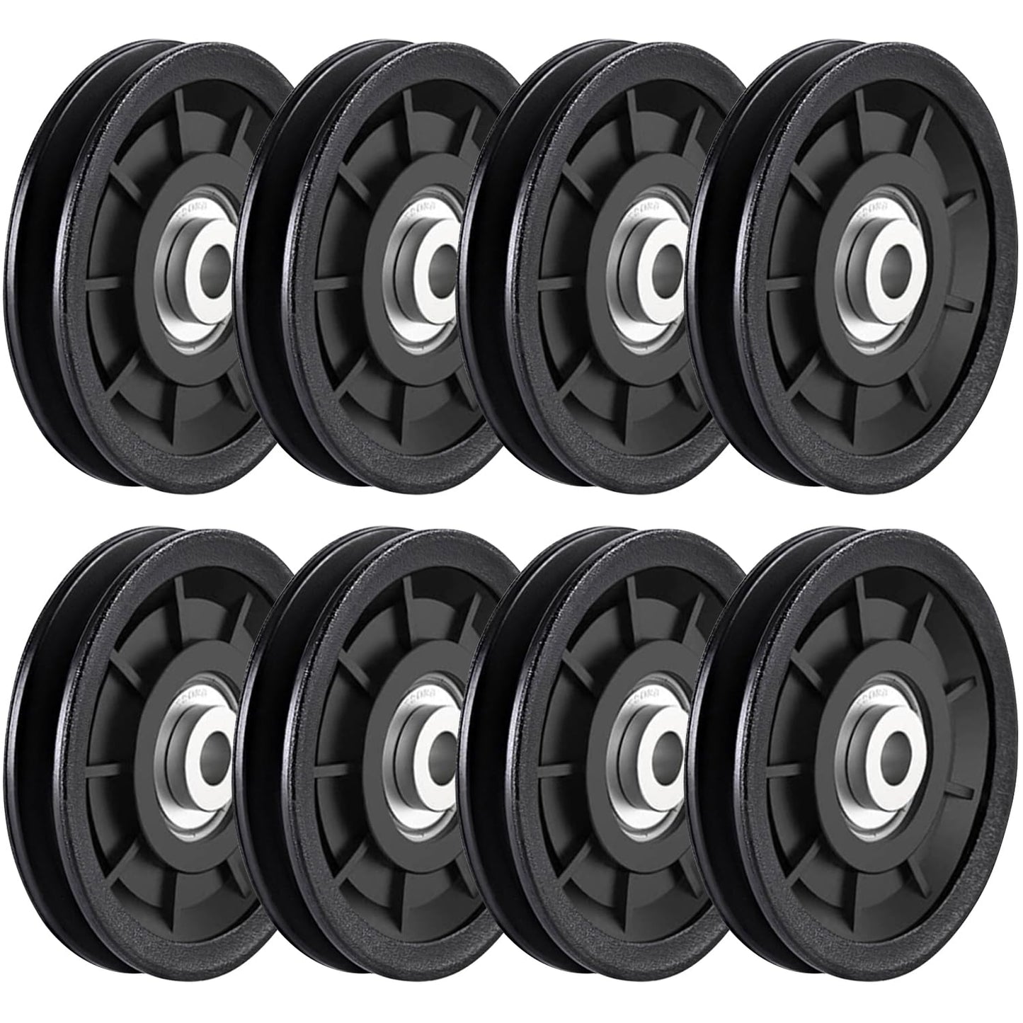 Tempsnow 8Pcs 3.5" Nylon Bearing Pulley Wheel Replacement for Gym Equipment Part Cable Machine Universal Wear-Proof Nylon Pulley System Gym Attachments"