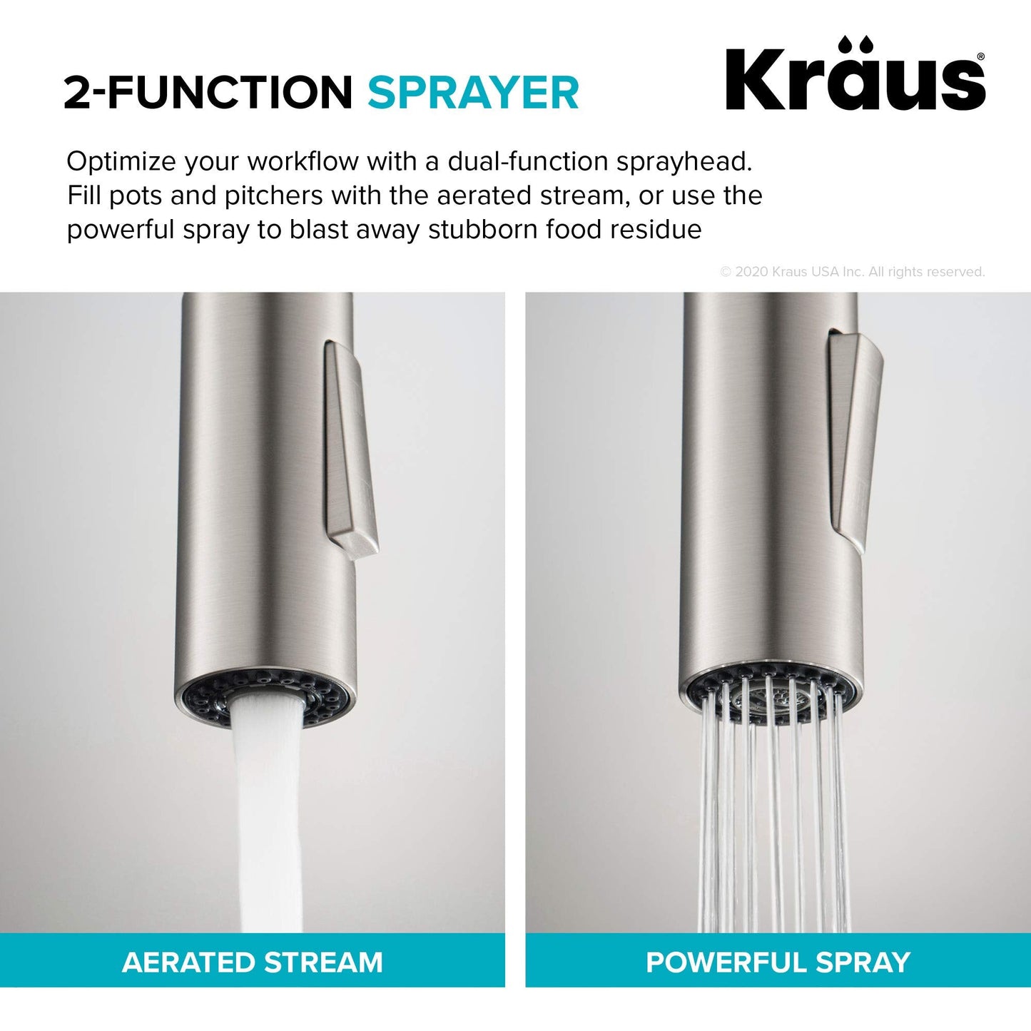 KRAUS Oletto Single Handle Pull Down Kitchen Faucet in Spot Free Stainless Steel, KPF-2820SFS
