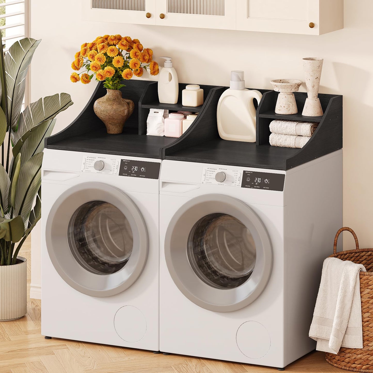 Tarnorci Washer and Dryer Countertop, 2-Tier Laundry Countertop Single Washer Dryer Topper for Laundry Room Storage Organization (Black, 27'')