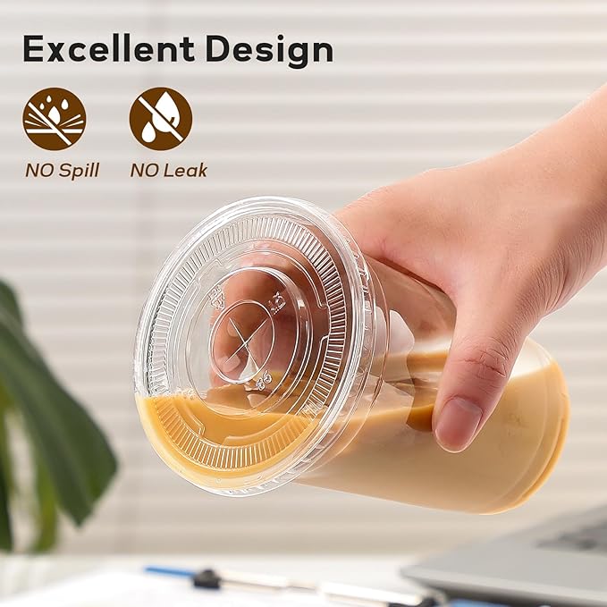 AOZITA 16 oz Plastic Cups with Lids and Straws, 50 Pack, Disposable Iced Coffee Cups with Lids, Clear Cups with Lids for Cold Drinks, Iced Tea, Milkshakes, Smoothies - Durable & BPA Free