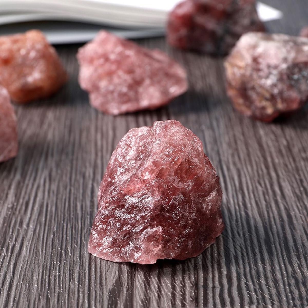 Strawberry Quartz Raw Crystals, Large 1.25-2.0" Healing Crystals Natural Rough Stones Crystal for Tumbling, Cabbing, Fountain Rocks, Decoration, Polishing, Wire Wrapping, Wicca & Reiki
