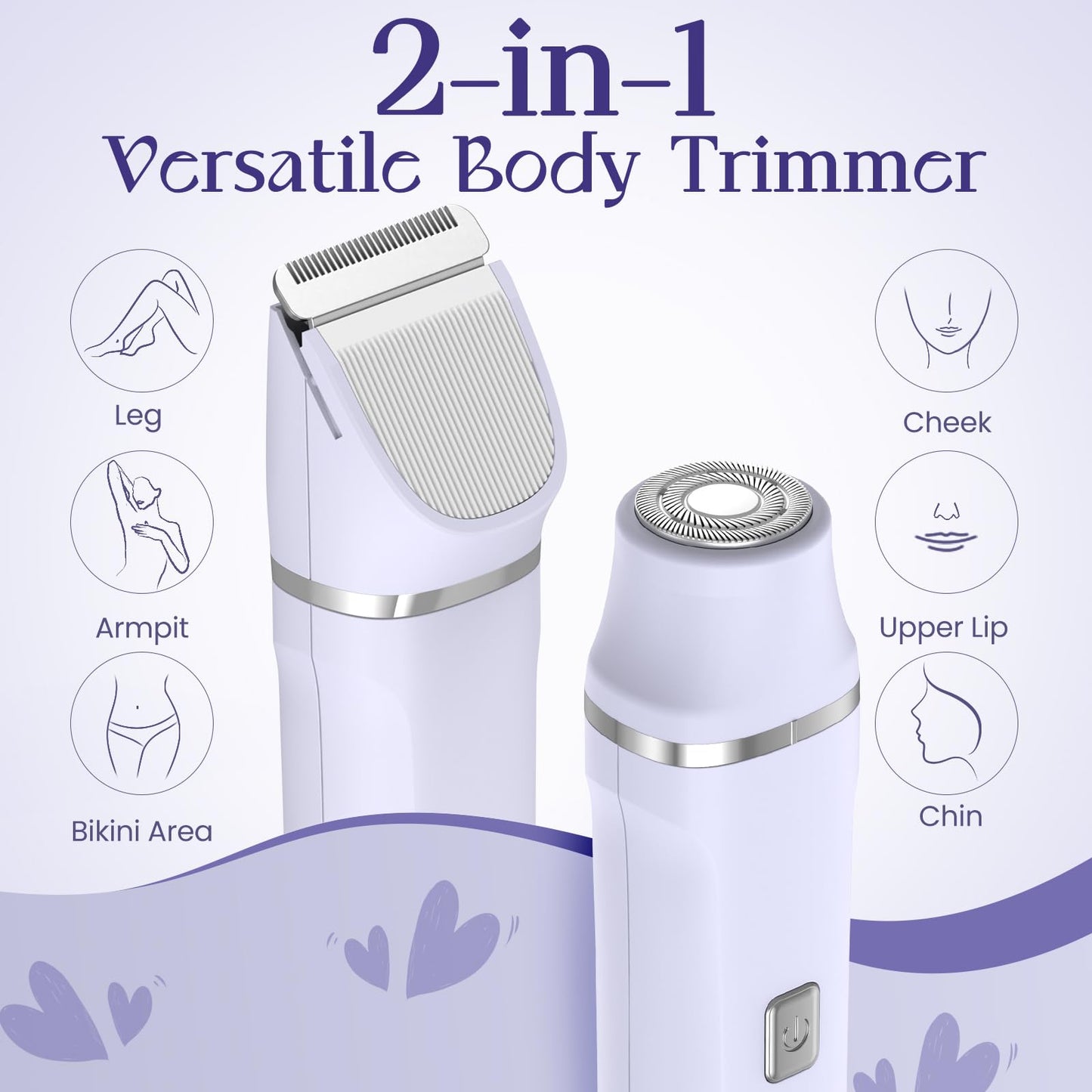 Electric Razors for Women - Wet/Dry Womens Electric Shaver for Bikini/Pubic Hair/Face/Legs/Intimate Area, epilators Hair Removal with Dock Charging, Christmas Gifts & Stocking Stuffers (Purple)