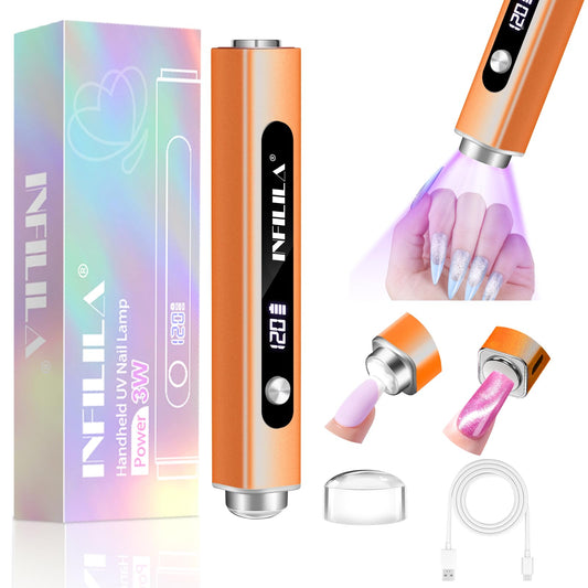 NXJ INFILILA Multi-Functional Handheld UV Light for Gel Nails with Cat Eye Magnet - Portable Flash Cure Nail Lamp for French Manicures, Detail Work, Type-C Cordless for Travel & Home Use