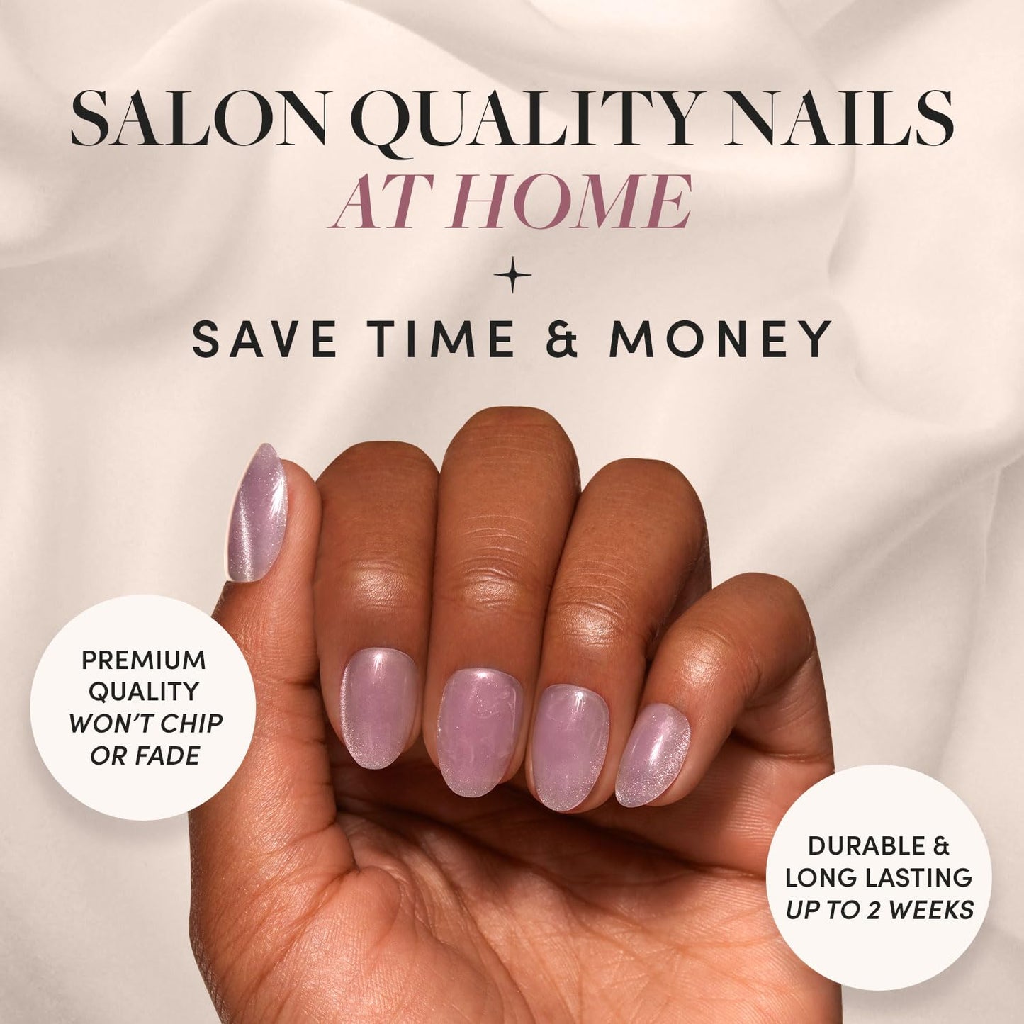 Glamnetic Press-On Nails Bundle - Azure Blue, Hailey & Fairy Dust | Bright Blue Short Round Fake Nails | Glazed Almond False Nails | Oval Beige-Pink Nails with a Metallic Finish