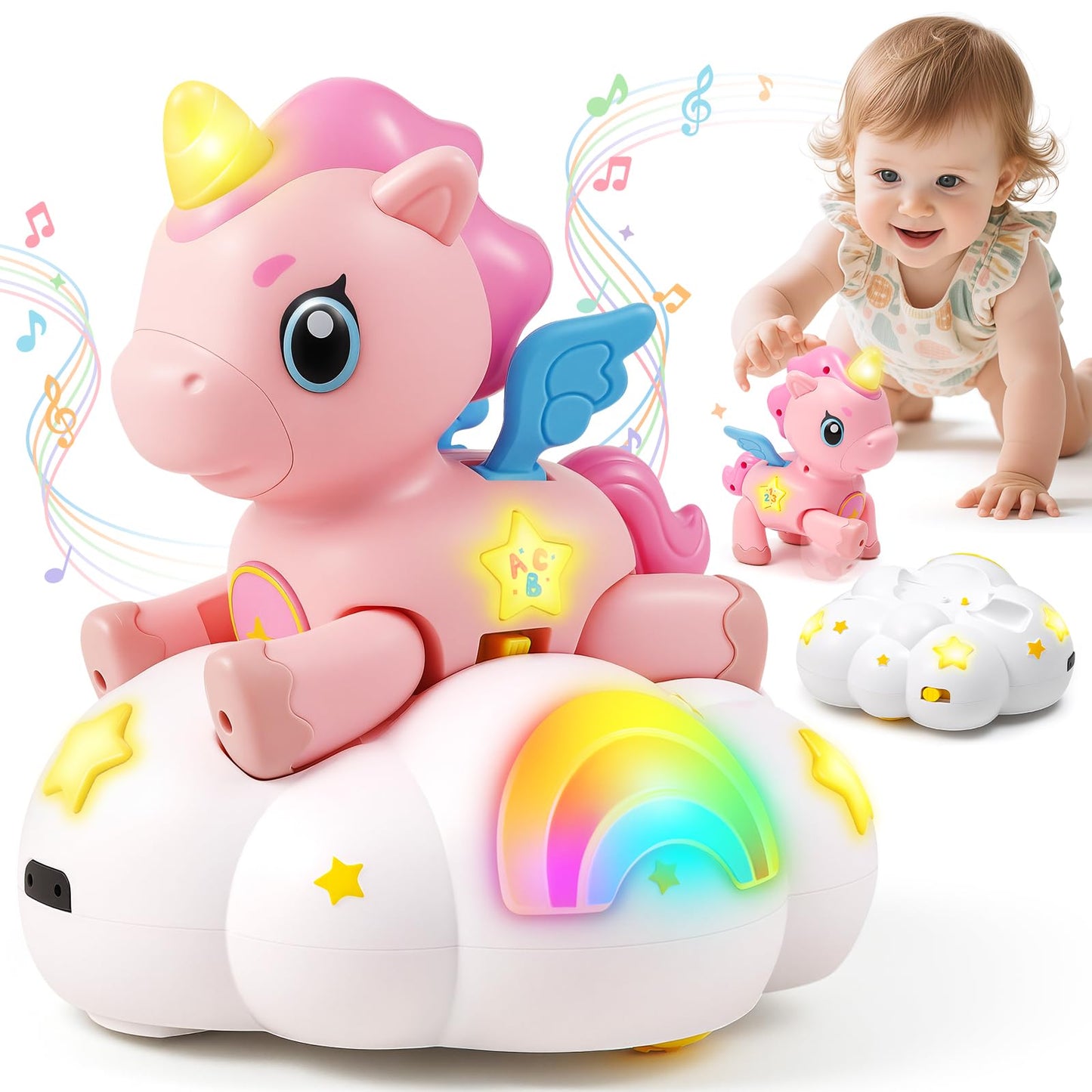 Duchong Baby Toy 6-12 Months, Toys for 1 Year Old Girl, Crawling Musical Unicorn Toys for Walking Toddler, 1st Birthday Christmas Girls Gift