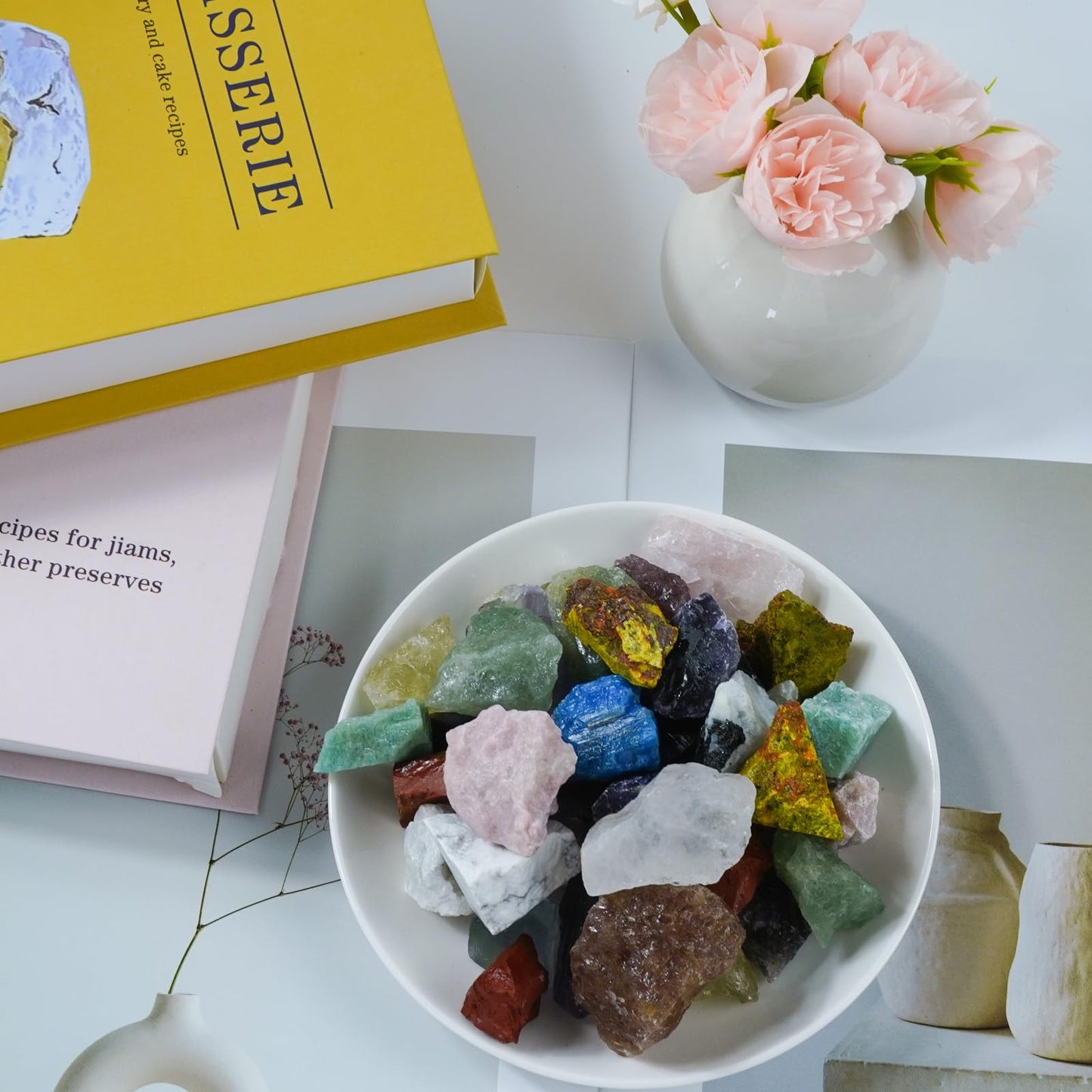 Raw Crystals, Large 1.2-2.0" Healing Crystal Natural Rough Stones for Intuition,Chakra,Meditation,Decoration,Polishing,Energy Work (Greenquartz, 3.5oz-0.8-1.2"raw Crystals)