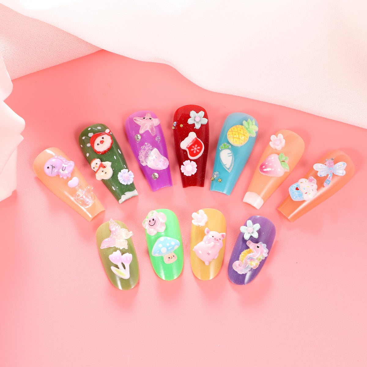 TAMHOO Pack of 250pcs Cute & Sweet 3D Nail Charms for Acrylic Nails, Perfect for Nail Art Decorations & DIY Accessories(Style F)