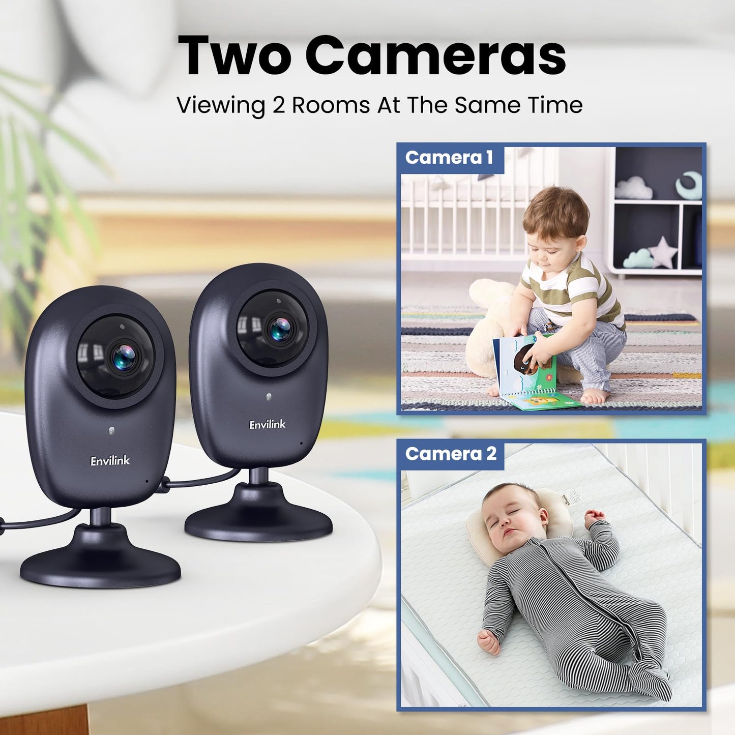 Envilink Smart Baby Monitor, 2.8in LCD, Night Vision, VOX, 2-Way Talk, 5 Lullabies 1500ft WiFi VideoBaby Monitor