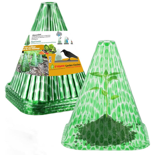 Fshow Garden Cloches,20 Pack Reusable Plant Bell Cover,Bell Jar Cloches for Protection Against Sun, Frost, Snails Etc. (Dark Green)