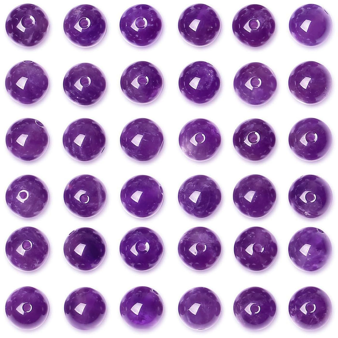 QINJIEJIE 60PCS Amethyst Beads 8mm Natural Stone Beads Round Loose Gemstone Bead for Bracelet Beading Purple Crystal Jewelry Making DIY Necklace Earrings 0.32" Stocking Stuffers