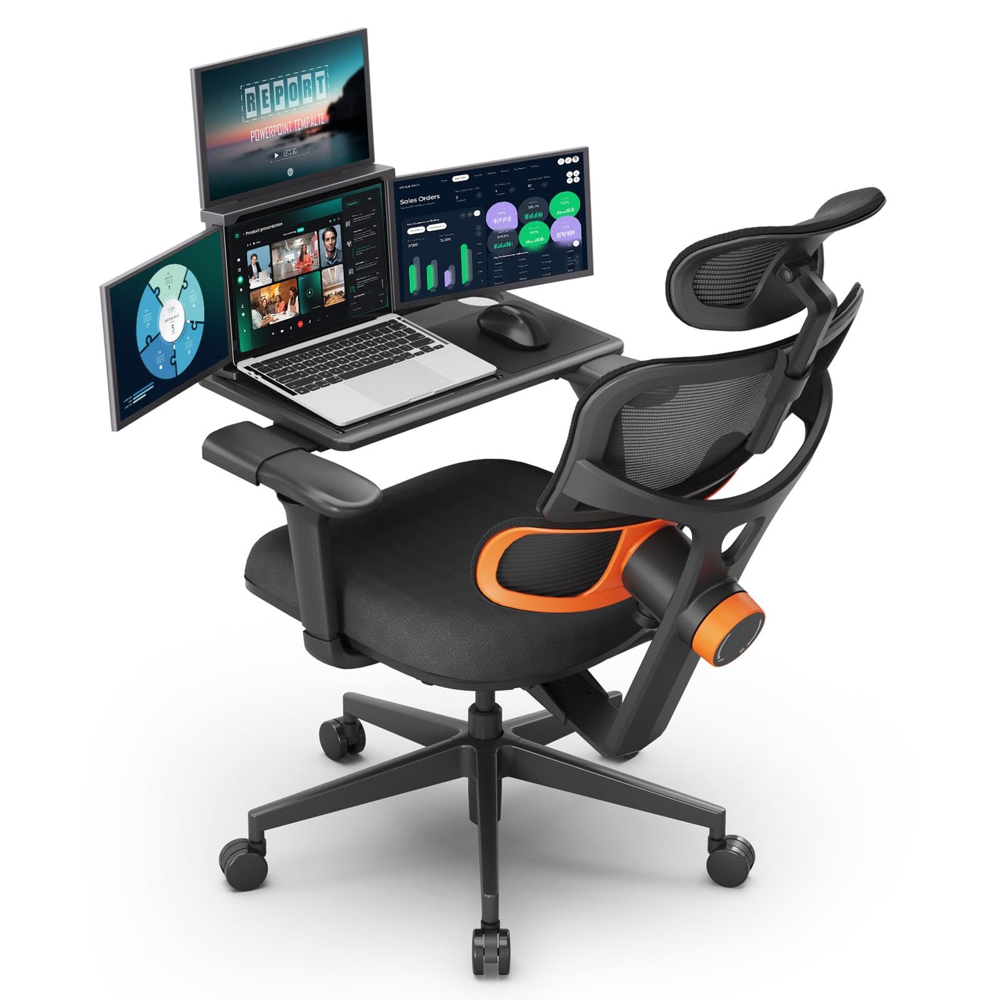 Newtral Office Chair Ergonomic - Home Office Desk Chair, Back Pain Chair with Auto-Following Lumbar Support, 4D Armrest, Seat Depth and Height Adjustable
