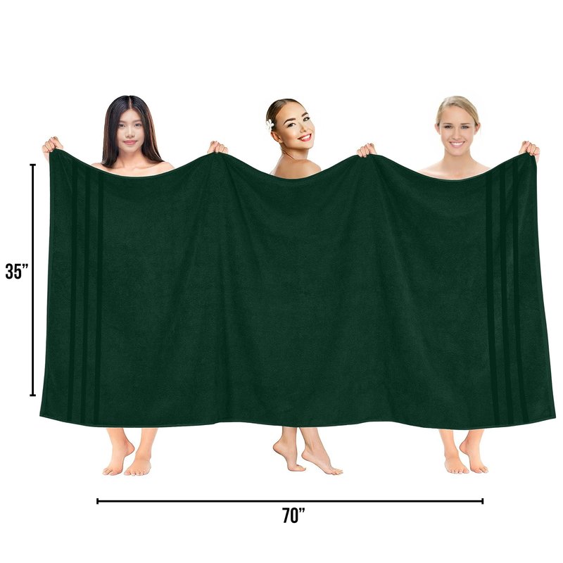 RIVERSIDE Pack of 2 Extra Large Bath Sheets 35 x 70 Inches, 100% Ring Spun Cotton, Hotel Quality, Oversized Bath Towels for Adults, Soft, Highly Absorbent & Quicker to Dry, Hunter Green