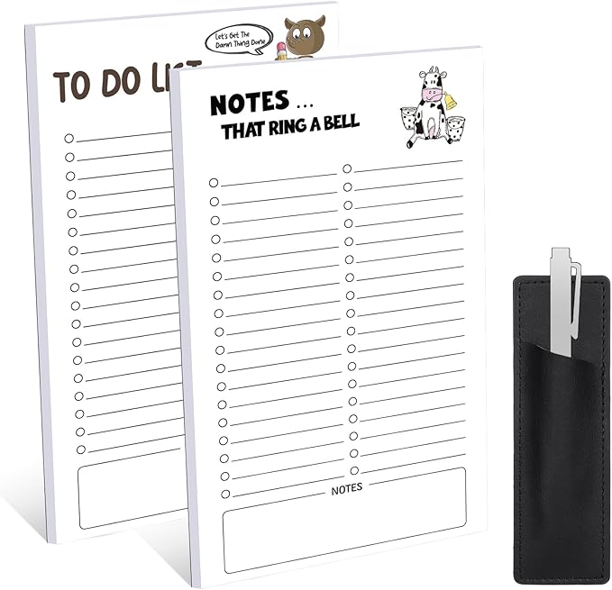 2 Pack Grocery List Magnet Pad for Fridge with Pen Holder, Total 120 Sheets Magnetic Note Pad for Fridge Full Back Magnet Shopping List, To Do List, Memo Notepads, 4.5x7.5(Funny Animal)