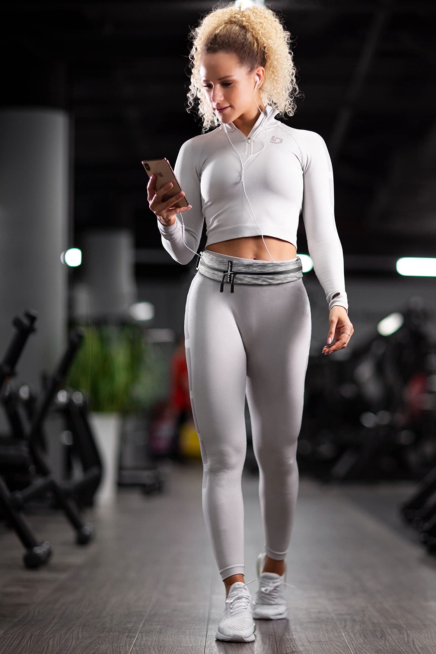 Fitgriff® Running Belt for Men & Women - Secure Jogging Pouch for Phone, Keys & Essentials - For All Cell Phones (White, 24.5" - 35.5"" Waist Size)"