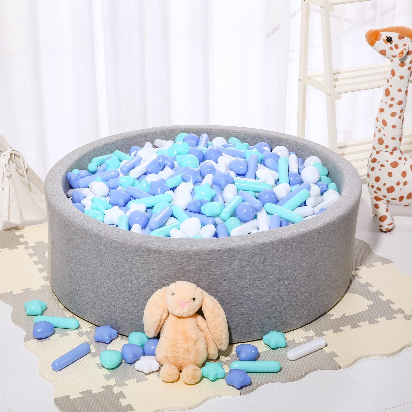 STARBOLO 500pcs Ball Pit Balls for Toddlers - Macaron Ball Pit Balls Crush Proof Plastic Toy Balls for Toddlers Ball Pits, Ball Pit Play Tent, Baby Pool Water Toys,500pcs(Blue,Green,White)