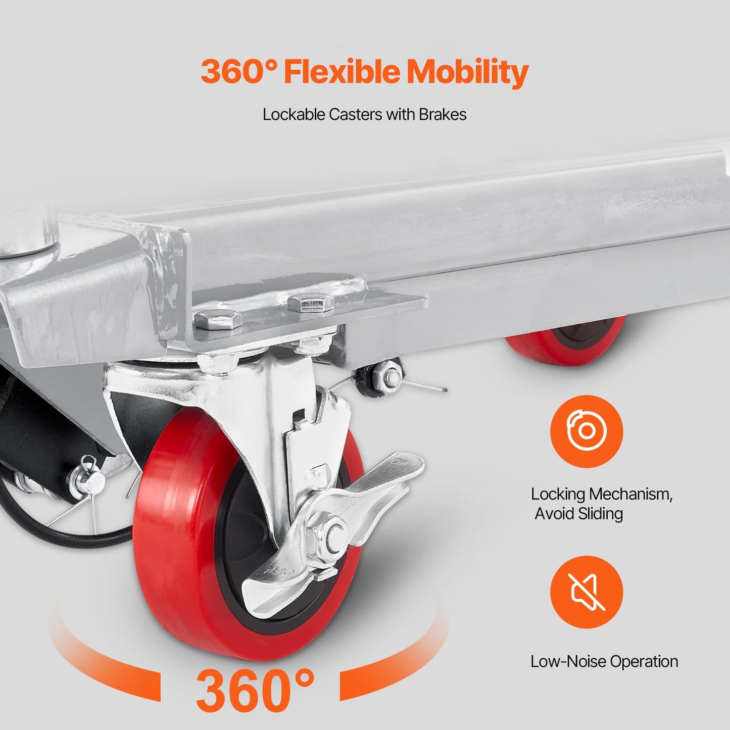 VEVOR Hydraulic Lift Table Cart, 500lbs Load Capacity 28.5 Inch Lifting Height, Manual Single Scissor Lift Table with 4 Wheels and Non-Slip Pad, Alloy Steel, Gray