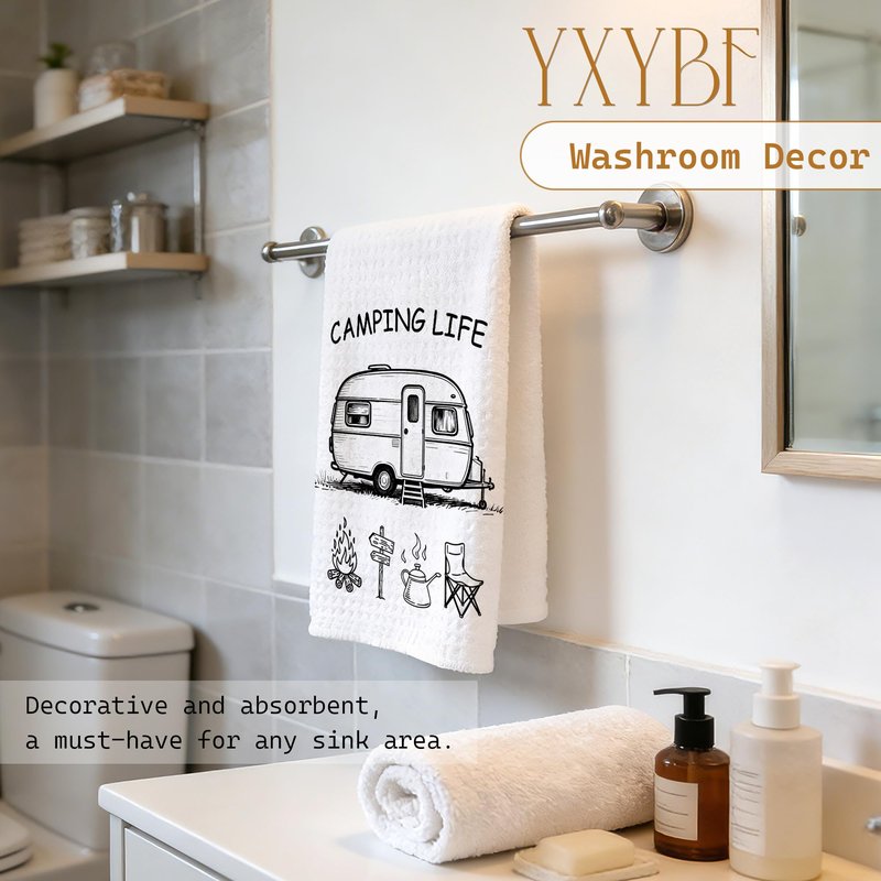 YXYBF Camping Gifts Hand Dish Tea Towels for Kitchen Bathroom RV Decor 16x24 Inches, Gifts for RV Campers Women Men, Minimalist Camping Kitchen Towels Decorative