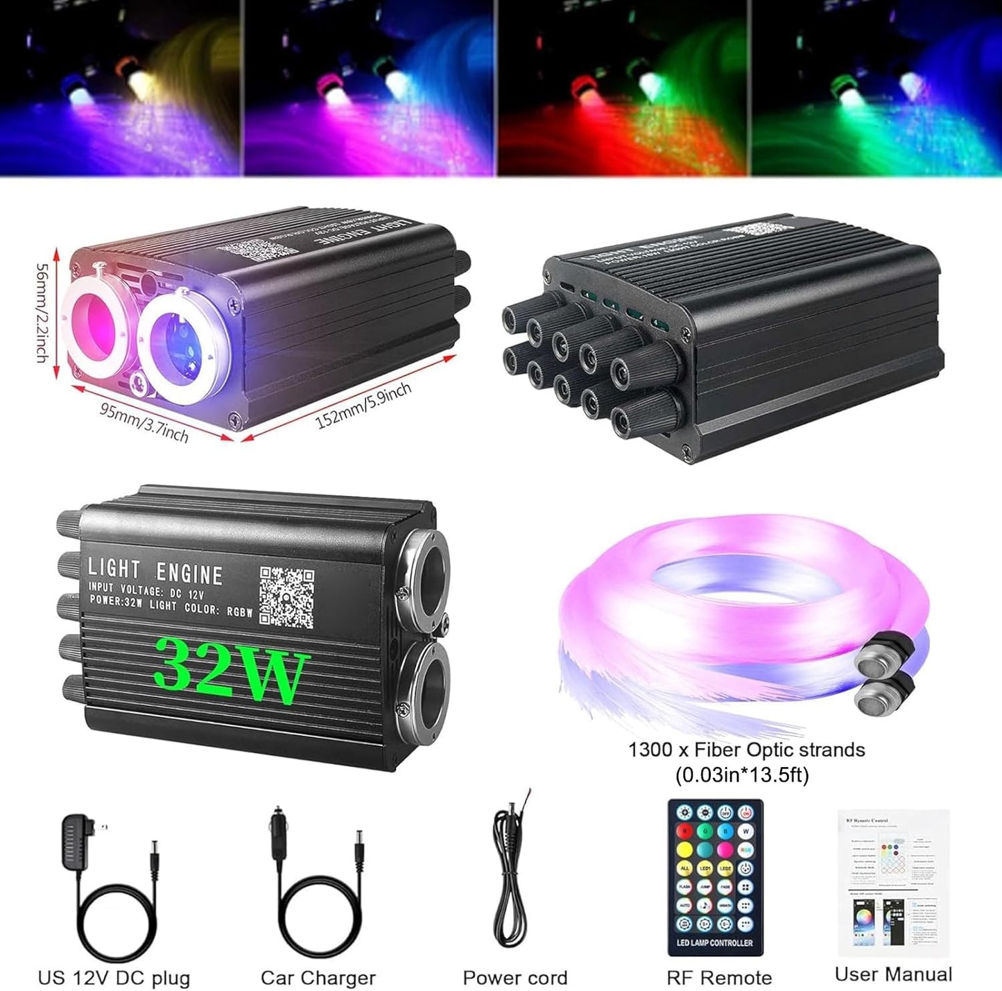 Dual-Color Starlight Headliner Kit - 1300pcs 0.03in 13.5ft Fiber Optic Star Lights for Car with 32W RGBW, Shooting Meteor & Music Sync, APP/Remote Control for Car Roof/Bedroom Ceiling