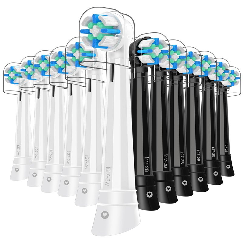 Brush Heads Compatible with Oral B IO 2/3/4/5/6/7/8/9/10/Deep Clean Series Electric Toothbrush, IO Toothbrush Heads (12 Black/White)