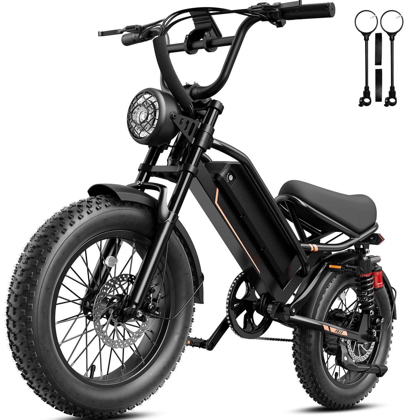 SYFTLLSJY 2000W Peak 16" Off Road Electric Bike for Adults,55+Miles LongRanger,28+MPH Electric Dirt E Bike Bicycles, Fat Tire All Terrain E-Bike,48V Electric Motorcycle for Road Mountain