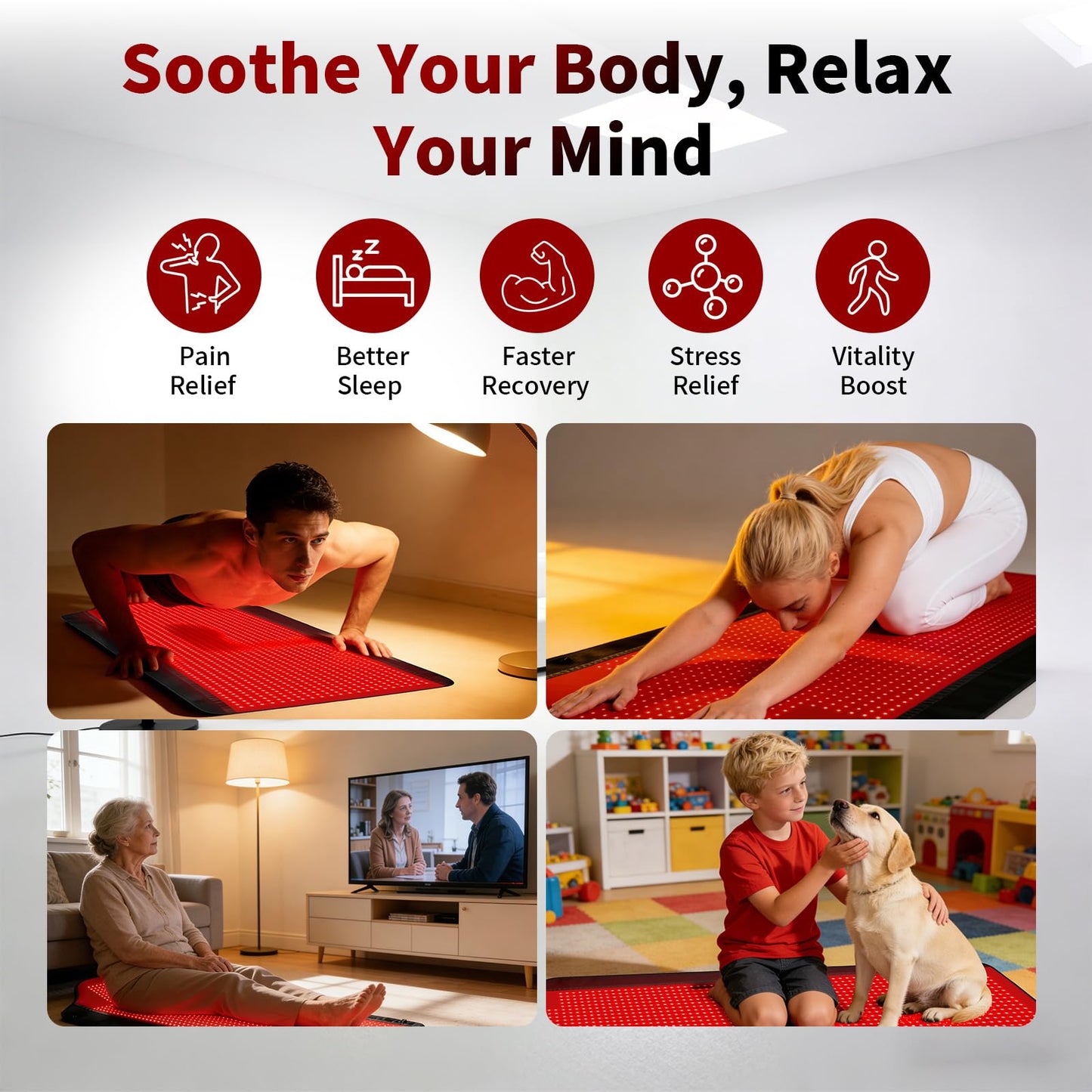 Xefinic Full Body Red Light Therapy Mat with 1707 LEDs, 3-in-1 660nm & 850nm TPU Infrared Light Blanket, 73" x 36" Foldable Therapy Pad with Timer Controller Pulse Modes for Home Use 192W