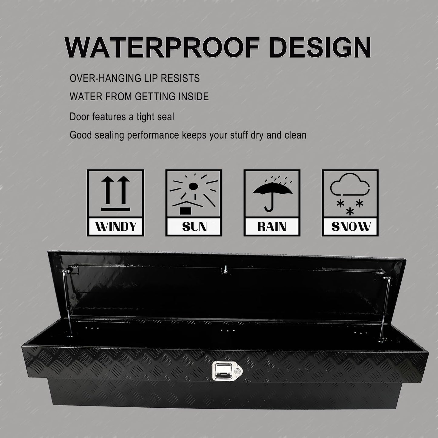 PRUNkuar 36 Inch Side Mount Truck Tool Box Aluminum for Pickup Truck Bed Toolbox Trailer Storage Black