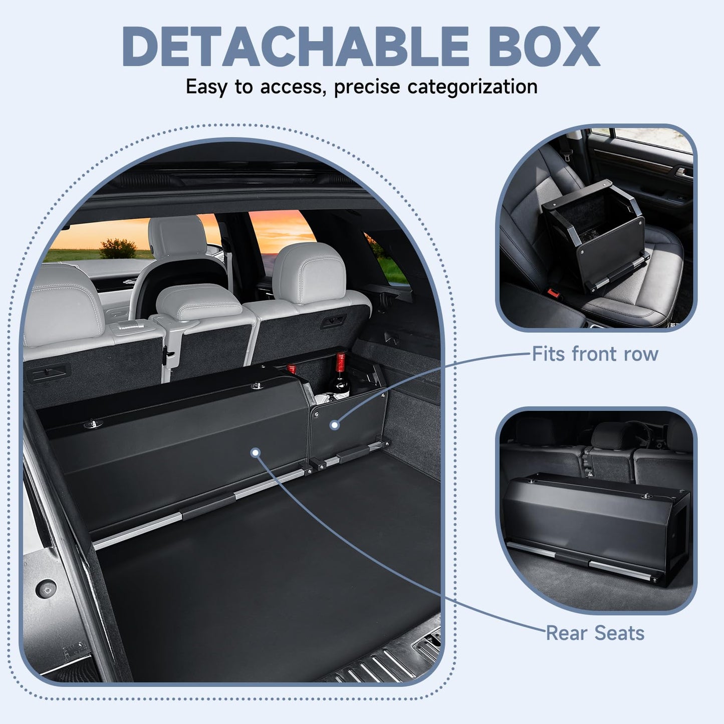 XCF Car Trunk Organizer, Collapsible Leather Car Trunk Storage Organizer with Lid and Sturdy Handle Car Organizer and Storage for SUV, Truck, Sedan (Black, 41 x 11.4 x 12.2in)