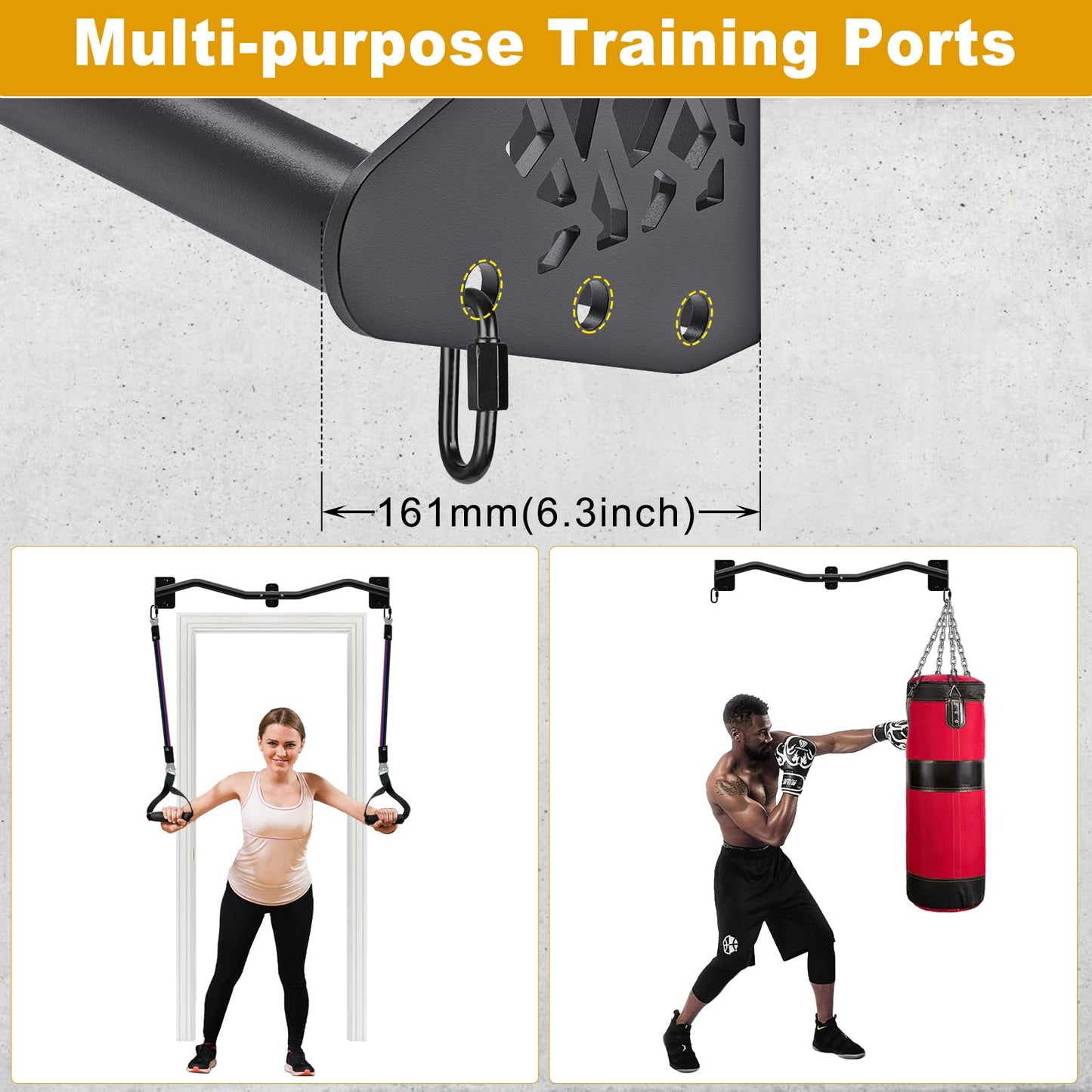 Kipika Heavy Duty Wall Mounted Pull Up Bar, Doorway Pull-Up Bar for Home Gym, Upper Body Strength Training (32" M Type)"