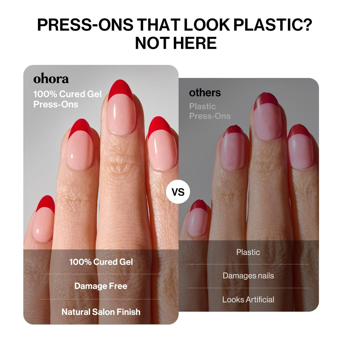 ohora Gel Press On Nails (Polka Lady) | Medium Oval, French White | 100% Real Gel, No UV Lamp, No Glue, Non-Toxic | 15 Sizes, 30 Tips | 14-Day Waterproof, Beginner Friendly