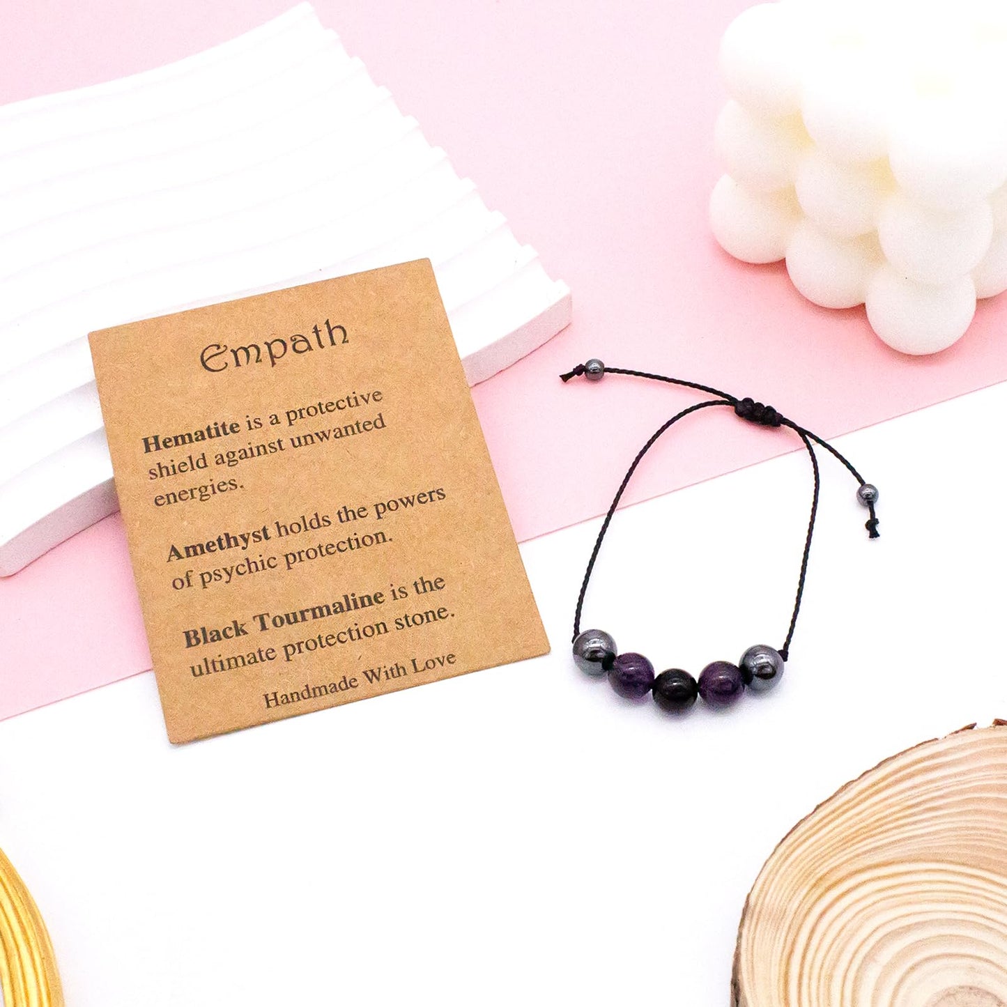 yfstyle Healing Spiritual Crystal Bracelets Anxiety Relief Bracelets Empath Protection Bracelet for Women Men Jewelry Gifts-Empathy Bra