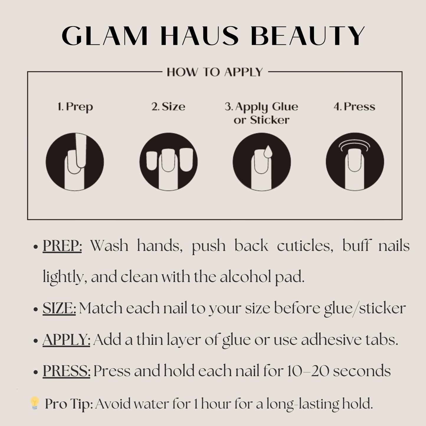 Glam Haus Beauty Press On Nails French Muse | Short Almond Nude French Tip Salon Quality | 16 Sizes - 32 Nail Kit with Glue & Adhesive Tabs
