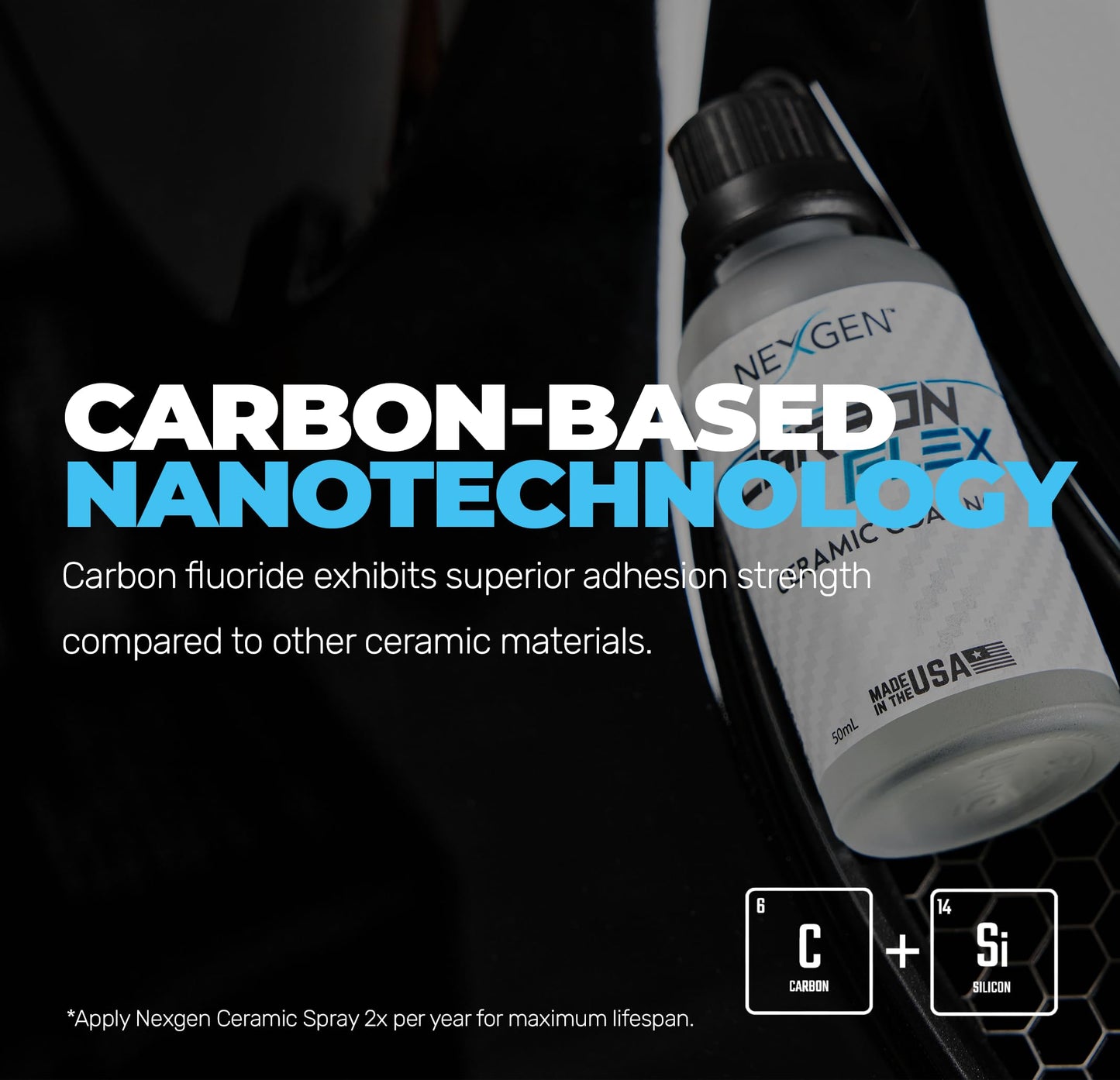 Nexgen Carbon Flex – Ceramic Coating Up to 3-Year - Professional Grade Nano Ceramic Coating for Cars - SIO2 Protection, UV & Chemical Resistant, High Gloss Finish for Paint and Glass - 50ml