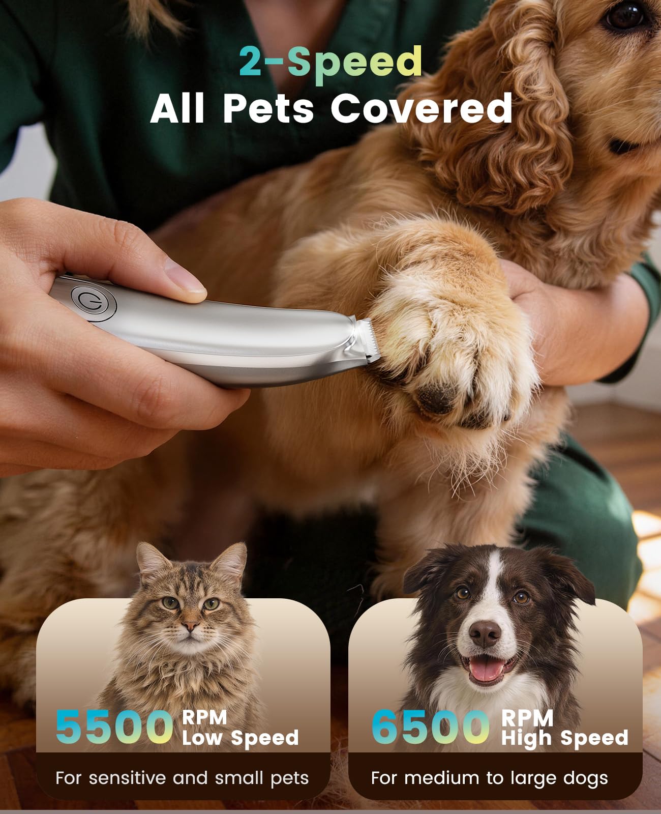 oneisall Dog Grooming Vacuum Gray and 2-Speed Dog Paw Trimmer