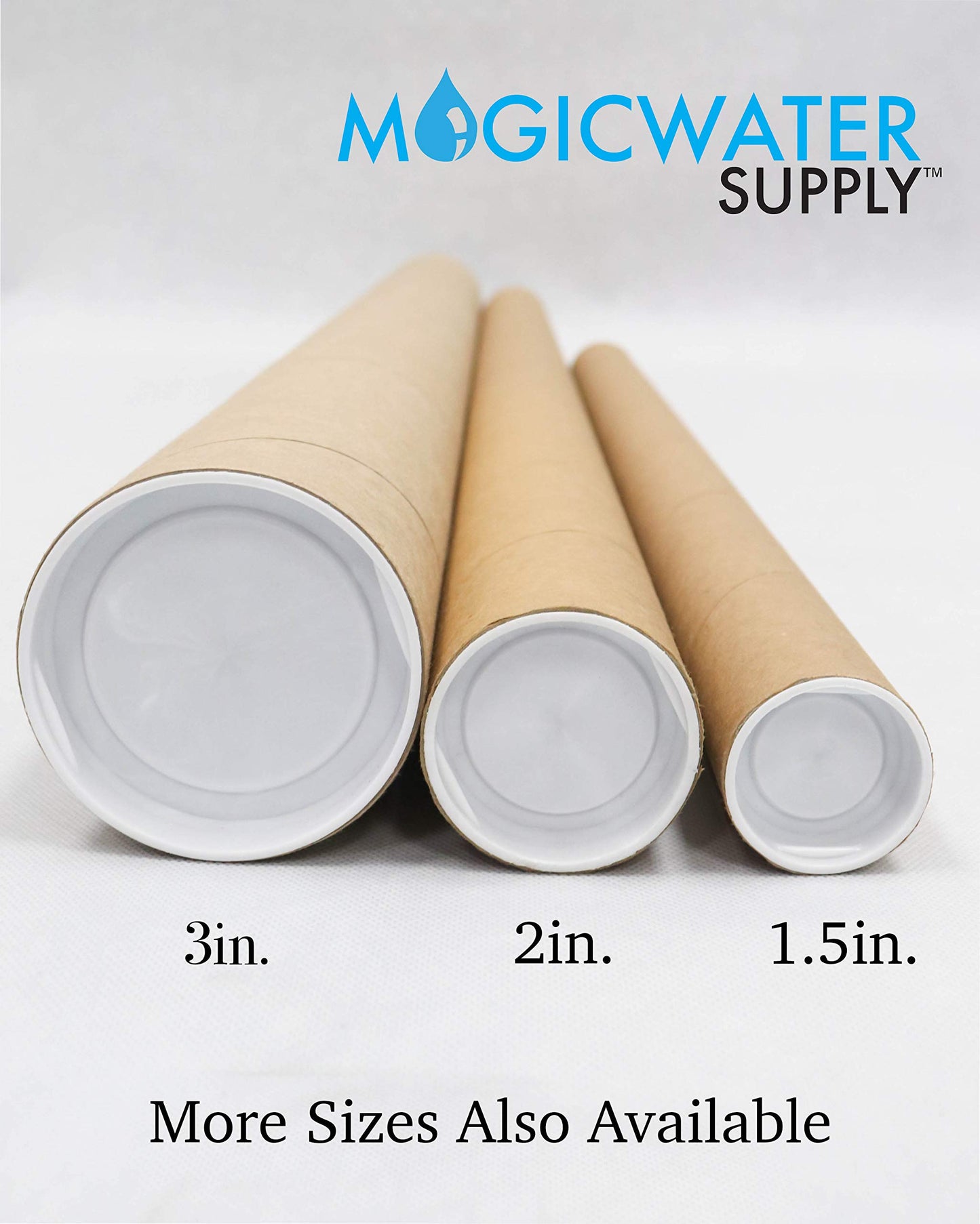 MagicWater Supply Mailing Tube - 2 in x 12 in - Kraft - 4 Pack - for Shipping and Storage of Posters, Arts, Crafts, and Documents