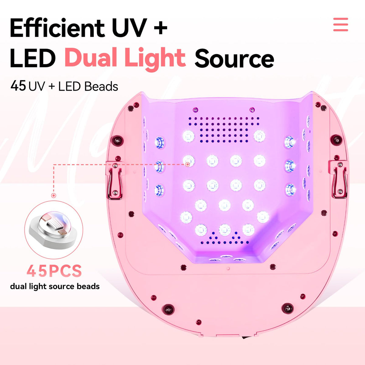 Makartt UV Nail Lamp – 30W Fast Curing UV Light with Handle Rechargeable Cordless Nail Dryer for Gel Nail Polish with 45 Beads Dual Lights 4 Timers LCD Smart Sensor for Nail Art Design(Pink)