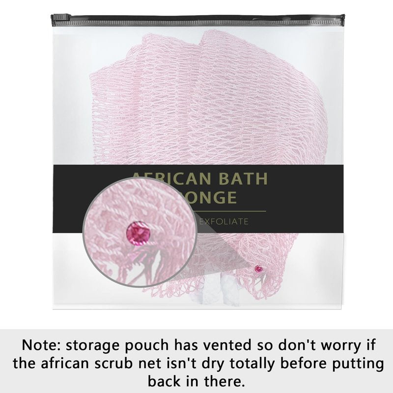 African Net Sponge Authentic with Knots - African Exfoliating Net Sponge with Handles for Body Scrubber Exfoliator - Real Africa Back Wash Bath Sponges for Shower Machine Washed & Bathing Accessories