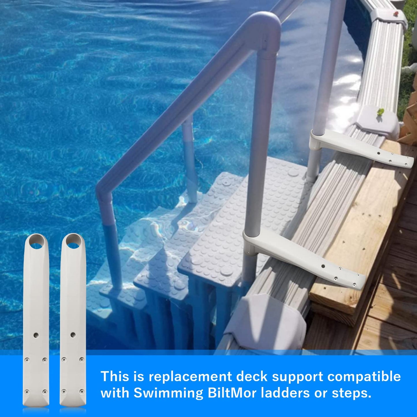 Deck Support 160-0001PG for Above Ground Swimming BiltMor ladders or Pool Steps (Pearl Gray) - 2Pack