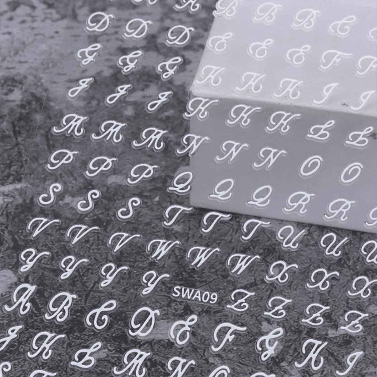 12 Sheets Letter Nail Stickers for Nail Art 3D Self Adhesive White Black Silver Gold Nail Art Stickers English Nail Decals Letter Decoration Accessories for Women Girls DIY Acrylic Nails