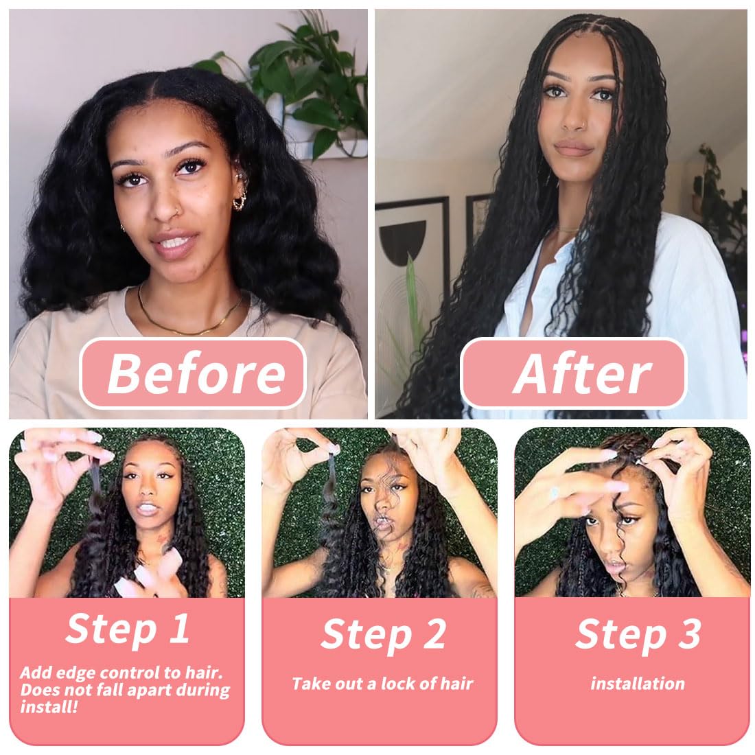 Human Braiding Hair for Boho Braids 12A Deep Water Wave Bulk Human Hair for Braiding No Weft Wet and Wavy Curly Human Hair Extensions (1B-Natural Black-Deep, 110g-16 Inch)