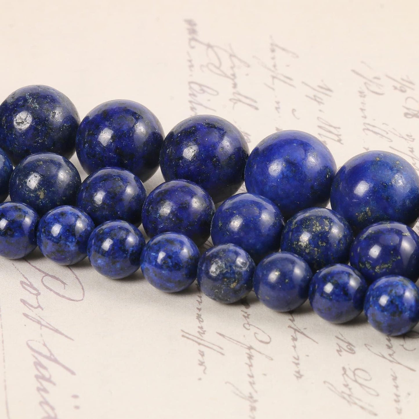 10mm Lapis Lazuli Beads for Bracelets, Blue Stone Beads Crystal Gemstone for Jewelry Making, Blue Bead Art Crafts for Adult DIY Bracelet Making About 35pcs