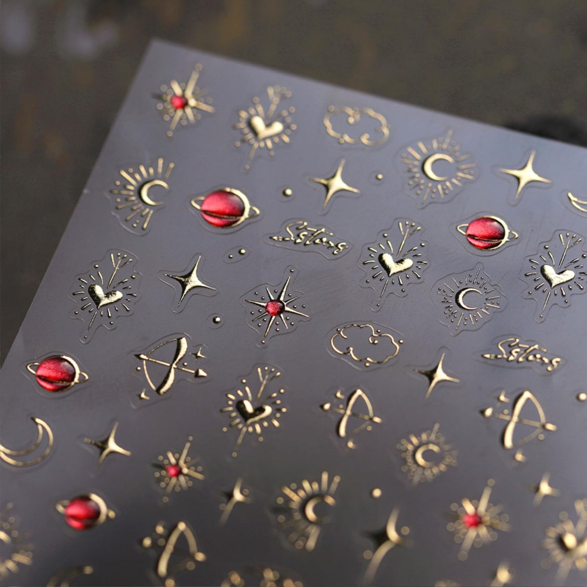 Gold Star Nail Stickers for Nail Art 3D Self Adhesive Moon Heart Nail Art Stickers Gold Star Nail Decals Glitter Nails Design for Acrylic Nails Heart Moon Star Nail Supplies for Women Girls